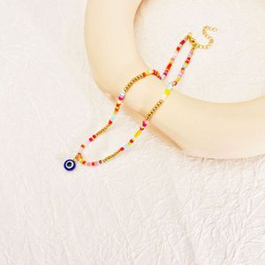 Collar de cuentas de colores con colgante de ojo turco, gargantilla bohemia para fiesta, colores mixtos, envío aleatorio - Product Image 4