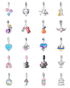 Pendentif attrayant en forme d'animal (éléphant, <span class=keywords><strong>chat</strong></span>, cygne) en zircon plaqué argent, perle pour bijoux, accessoires de bracelet DIY unisexe. Nouveau - Product Image 2