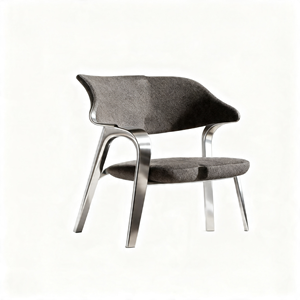Poltrona Moderna Minimalista con Struttura in Metallo e Rivestimento in Bouclé Grigio per Soggiorno e Ufficio - Product Image 1