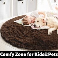 Tapis rond luxueux moderne en fausse fourrure touffue, couleur crème beige, doux et moelleux, avec envers en latex, pour chambre à coucher, salon et salle à manger