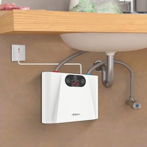 Mini calentador de agua eléctrico de marca Anlabeier, OEM aceptado para uso doméstico en hoteles, calor instantáneo, temperatura LED, plástico inglés - Product Image 6