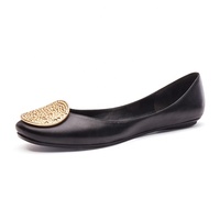 Chaussures plates ballerines noires pour femmes, pliables, en cuir véritable, été automne, respirantes, avec soutien de la voûte plantaire, légères, antidérapantes