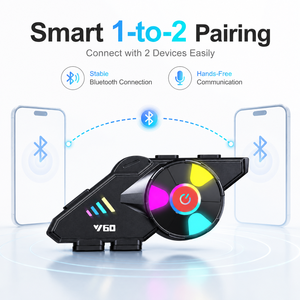Motorcycle 5.3 Helmet Communication <strong>Headset</strong> IPX6 25H Talk RGB Light AI Voice Dual Phone 40mm Speaker 500mAh - Product Image 3
