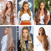 Cheveux synthétiques pour tresses au crochet, boucles françaises soyeuses de 22 pouces, trame unique, queue de cheval, vague lâche