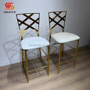 SMOOTH Modern Luxury Banquet Bar Furniture Chair Metal Stainless Steel Golden Bar X-<b>Back</b> Bar <b>Stool</b> Wedding Party <b>Stool</b> Chair - Product Image 3