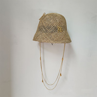 Sombreros de Sol Plegables de Moda al por Mayor, Unisex para Adultos, Hechos a Mano, Transpirables, Tipo Bucket, para Playa, de Paja Hueca, para Verano
