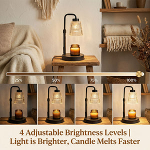 เครื่องอุ่นเทียนแก้วลายเส้นแนวตั้ง พร้อมฟังก์ชั่นตั้งเวลาหรี่ไฟได้ โคมไฟละลายขี้ผึ้งอโรมาเธอราพีแบบไร้เปลวไฟ ใช้เป็นไฟกลางคืน - Product Image 3