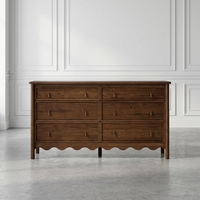 Ensemble de meubles de chambre à coucher de style français luxueux en chêne massif avec commode à 6 tiroirs, lit king size avec commode et armoire