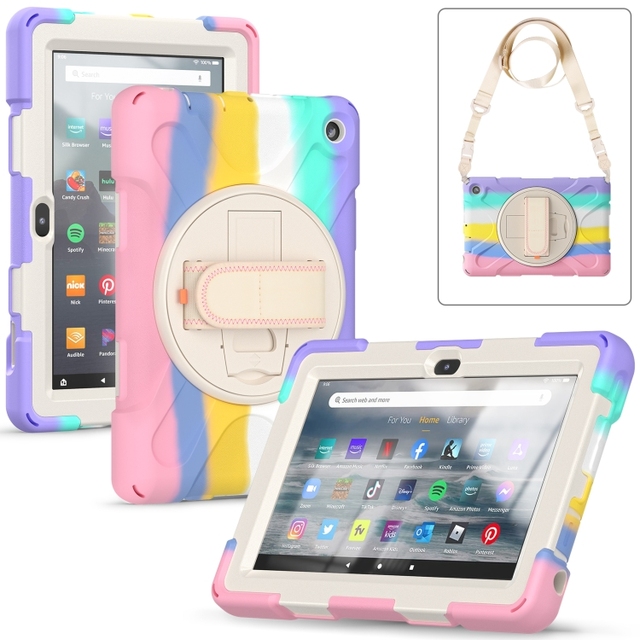 For Kindle Fire 7 2022 Hard PC Soft Silicone Full Body Tablet Case Kids Tablet Cover case