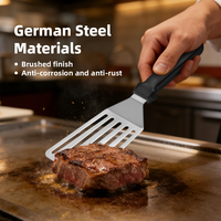 Spatula Steak Baja Anti Karat Tahan Panas Berkualitas Makanan, Desain Lubang Gantung, Alat Panggang BBQ