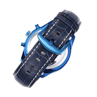 Montre Citizen de luxe sportive et vintage, multifonction à quartz, avec trois petits cadrans, bracelet en acier inoxydable et cuir, cadran en verre