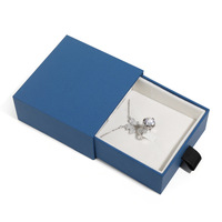 Boîte d'emballage de bijoux en carton à couvercle coulissant avec logo personnalisé de haute qualité en bleu avec tiroir d'insertion de cartes Boîte cadeau pour collier