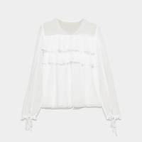 Blus kemeja sifon putih sheer berkerut berkancing, rajutan, kasual, pesta musim panas, kualitas tinggi, custom untuk wanita