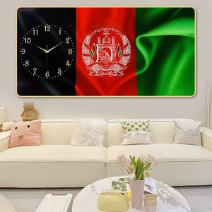 Orologio <span class=keywords><strong>da</strong></span> <span class=keywords><strong>Parete</strong></span> in Porcellana Cristallina con Motivo Bandiera dell'Afghanistan - Decorazione Artistica Personalizzata per la Casa - Product Image 5