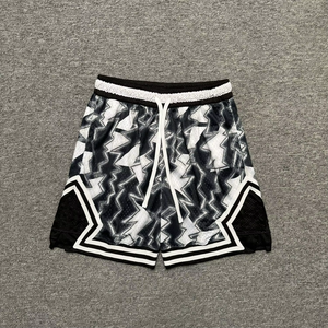 Casual baloncesto deportes transpirable 100% algodón cuarto <span class=keywords><strong>pantalones</strong></span> sueltos moda cuarto <span class=keywords><strong>pantalones</strong></span> cremallera Fly bordado Puff sólido - Product Image 2