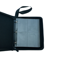 Carpeta de tarjetas con cargador superior de cuero PU con 4 bolsillos personalizados para comercio de tarjetas fotográficas y almacenamiento de tarjetas de visita