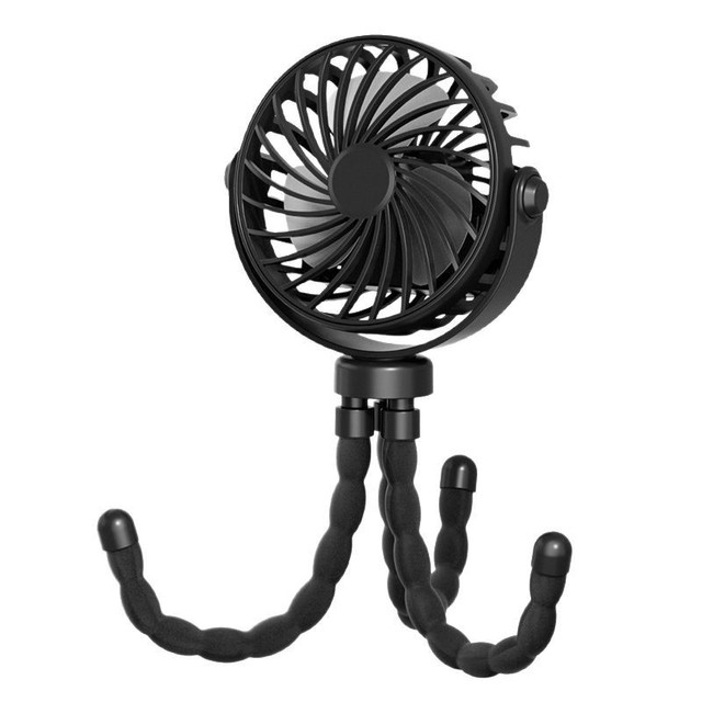 New Octopus Small Handheld Portable Electric Fan Mini Folding Stroller Fan with Built-in Battery and Night Light