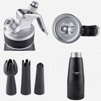 Distributeur de crème fouettée professionnel, fouet à crème en aluminium avec support de chargeur + 3 embouts et brosse de nettoyage