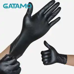 Sarung tangan mekanis perbaikan elektronik otomatis industri otomotif toko garasi sarung tangan nitril sintetis pegangan berlian SS013 hitam dipertebal