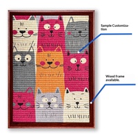 Tapis à gratter pour chat en sisal avec impression personnalisée de couleur, style dessin animé, avec cadre photo, emballage carton, toutes saisons