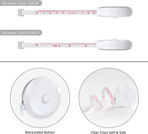 Mini Tape Measure 60 Zoll 150 cm für Stoff nähen Taille BH Kopf Umfang Tailor Tape Body Measure - Product Image 6