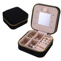 Boîte à bijoux de luxe en velours vert avec miroir, prête à être expédiée, en stock, pour cadeau de mariage ou de fête