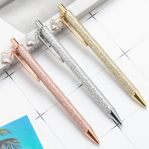 Stylos à bille métalliques rétractables à logo personnalisé, nouveau pendentif en cristal, pointe moyenne (1,0 mm), recharge Parker, encre bleue/noire - Product Image 2