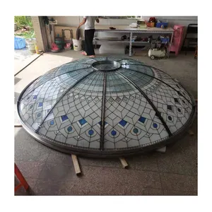 Disesuaikan skylight dome gaya tiffany berwarna kaca langit-langit kubah untuk atap dekoratif