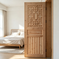 Porte intérieure en bois massif de sapin avec grille décorative, en bois naturel, pour chambre à coucher