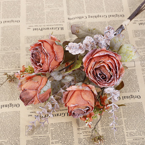 Qihao English Rose Eucalyptus Bundle 59cm Silk Artificial Flowers For Wedding Home Decor - Product Image 3