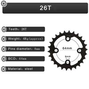 Guarnitura per Bicicletta BUCKLOS 26/38t 2X10s, Corona a Doppia Velocità <span class=keywords><strong>104</strong></span>/64bcd, Manovella MTB 170mm - Product Image 3