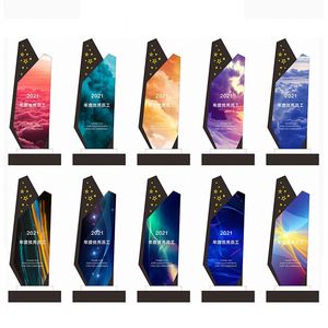 Custom Color Solid Wood Base Trophy Crystal Crafts Trophies and Medals With Photo <b>Lettering</b> - Product Image 2