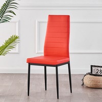 Chaise de salle à manger pour salon, chaise de salon moderne et simple, chaise de luxe légère à lignes horizontales avec dossier en cuir pour restaurant