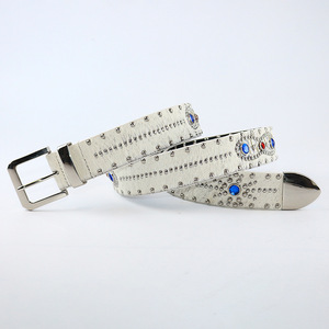 <span class=keywords><strong>Cintura</strong></span> <span class=keywords><strong>da</strong></span> <span class=keywords><strong>uomo</strong></span> in stile Casual di lusso personalizzata con strass in rilievo di drago bianco con strass di lusso <span class=keywords><strong>cintura</strong></span> in pelle sintetica eccellente - Product Image 3