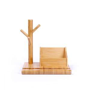 Plateau à clés en bambou pour entrée, ornement décoratif pour porte, porte-cartes de visite, rangement de bureau. - Product Image 2