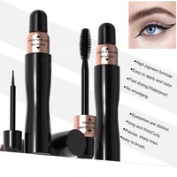 Ensemble 2-en-1 Mascara + Eyeliner Liquide, Anti-bavures, Allongeant, Courbant et Volumisant