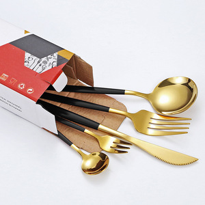 Wedding Party thép không gỉ Bộ đồ ăn 30pcs Tây bít tết dao nĩa thìa Hộp Quà Tặng di động dao kéo <span class=keywords><strong>Flatware</strong></span> Set - Product Image 3