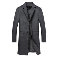 Manteau long en laine pour homme, couleur unie, simple boutonnage, avec poches, couleur camel, pour l'hiver