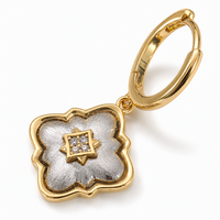 Boucles d'oreilles pendantes Mylove personnalisées en laiton plaqué or micro-pavé CZ brossé bicolore trèfle à quatre feuilles pour femme tendance
