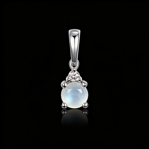 Colgante de compromiso clásico de oro macizo de 10K/14K/18K personalizado con piedra de nacimiento de piedra lunar de junio, cultivada en laboratorio CVD IGI/HPHT, corte ovalado 2.7MM VS - Product Image 3