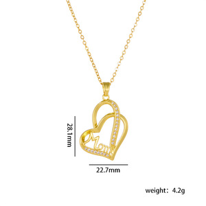 Non Tarnish Mother's Day <strong>Necklace</strong> Dainty Stainless Steel Love Heart Zirconia <strong>Mum</strong> Pendant <strong>Necklace</strong> for Gift - Product Image 6