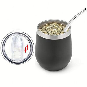 12oz Double-Layer U-Shaped Egg & <b>Tea</b> Cup with Suction Tube 304 Stainless Steel Vacuum Insulated Portable Drinkware <b>Thermos</b> Cup - Product Image 4