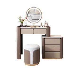 Table de maquillage modulaire extensible en bois massif de luxe moderne avec lumières <span class=keywords><strong>LED</strong></span>, <span class=keywords><strong>miroir</strong></span>, pour chambre à coucher, salon, hôtel - Product Image 1