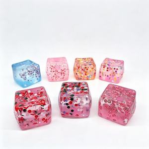 Christmas-themed Squishy Stress-Relief Toy Cube Ice-<b>Block</b> Malt-Sugar-Shaped Water Cube Design Thermoplastic <b>Rubber</b> Material - Product Image 3