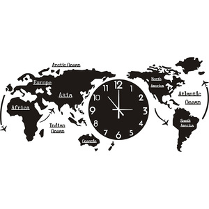 big creative black office World Map Clocks Modern Acrylic colorful Home Decoration 3d Wall Clock Design Art Horloge Unique gift