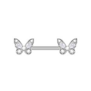 Piercing de Pezón de Acero Inoxidable con Zirconia en Forma de Mariposa, 14mm, Set de Piercings Corporales Modernos para Unisex, Regalo para Fiestas - Product Image 5