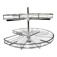 Rak Sudut Putar 270 Derajat JIEEN CHAN 60cm, Rak Putar Modern Berbahan Logam, Baki Penyimpanan Lazy Susan, Sistem Kabinet Dapur