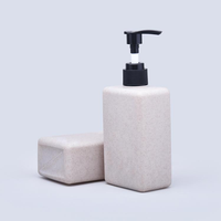 Emballage cosmétique écologique en paille de blé, flacons carrés vides de 250 ml avec bouchon à clapet et logo pour lotion corporelle, gel douche, shampoing