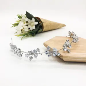 Bờm Tóc Thủ Công Hàn Quốc Zircon Tùy Chỉnh Phụ Kiện Tóc Hairband Hoa Sang Trọng Jewel Wedding Bridal Hairband