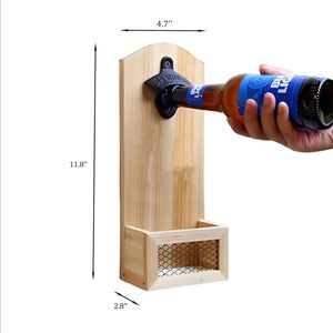 <span class=keywords><strong>Sacacorchos</strong></span> y abridor de <span class=keywords><strong>pared</strong></span> personalizable moderno, construcción de bambú para atrapar tapas de botellas para cerveza y vino, utensilios de cocina - Product Image 5